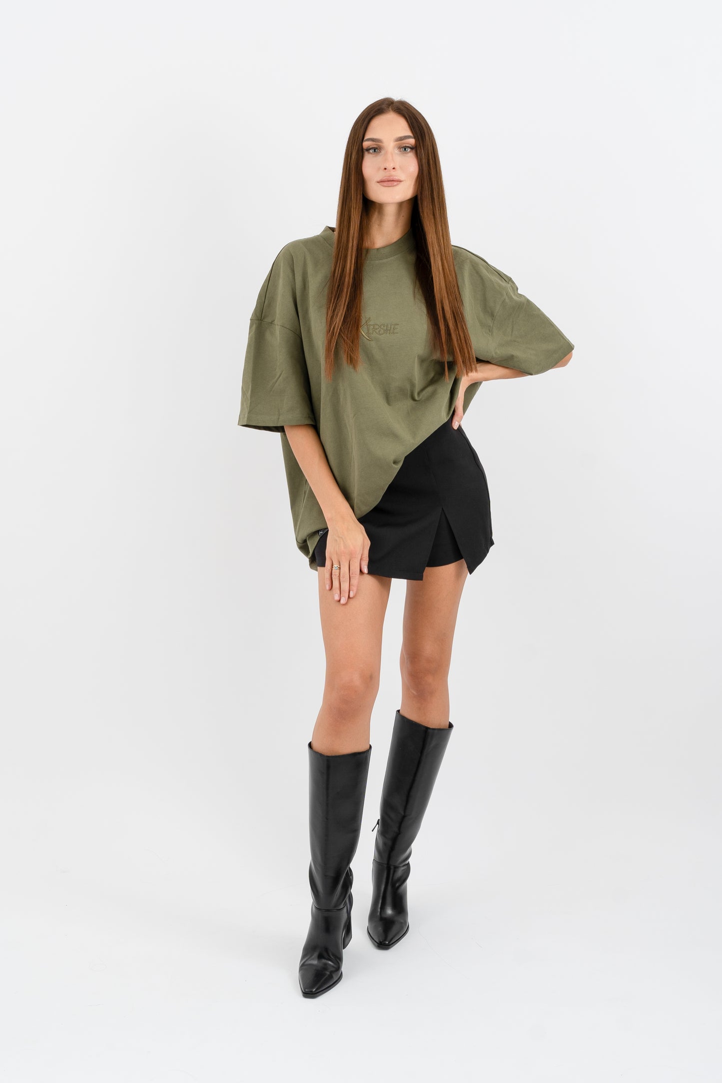 KIRSHE BOXY TEE in khaki