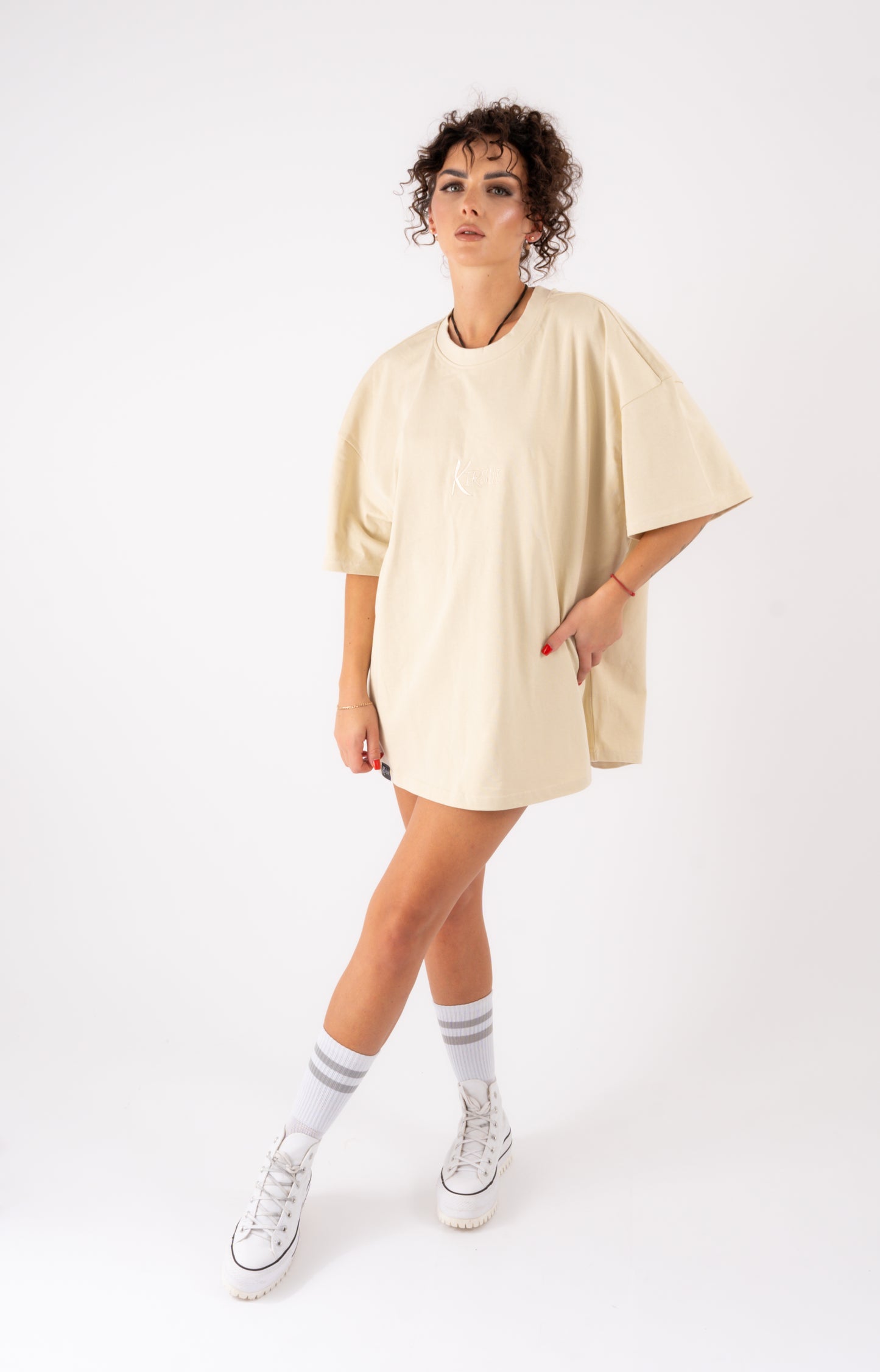 KIRSHE BOXY TEE in beige