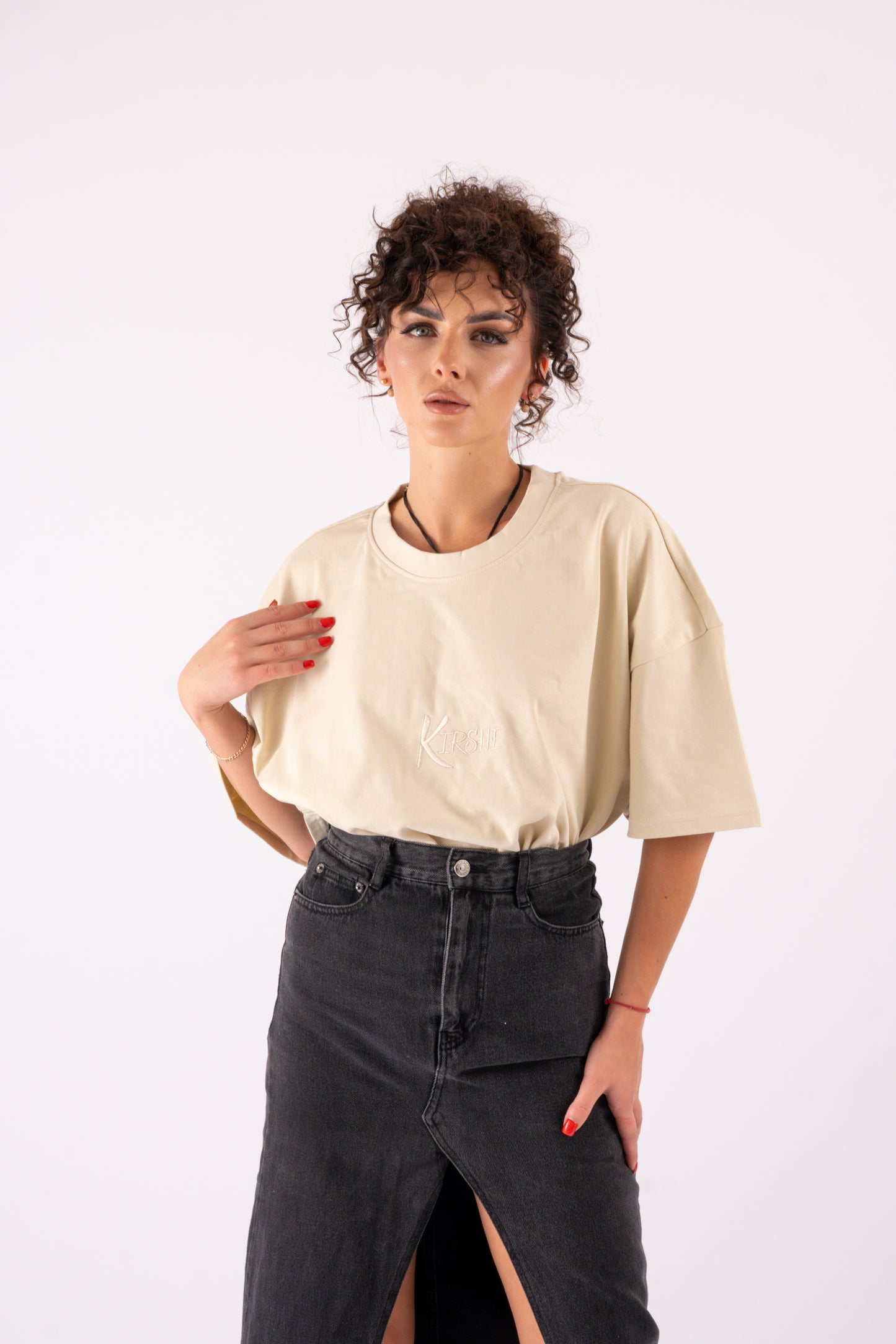 KIRSHE BOXY TEE in beige