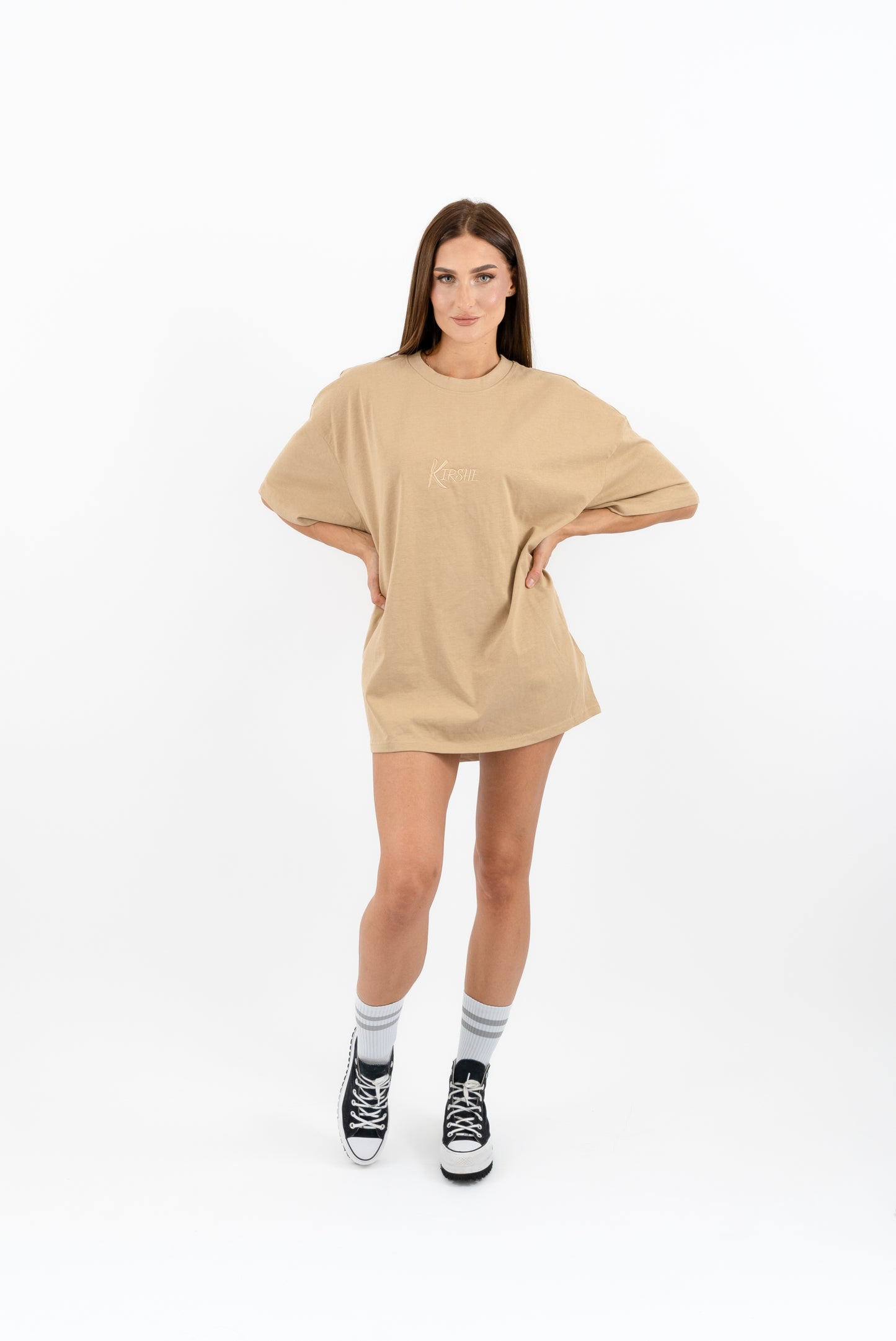 KIRSHE BOXY TEE in sand