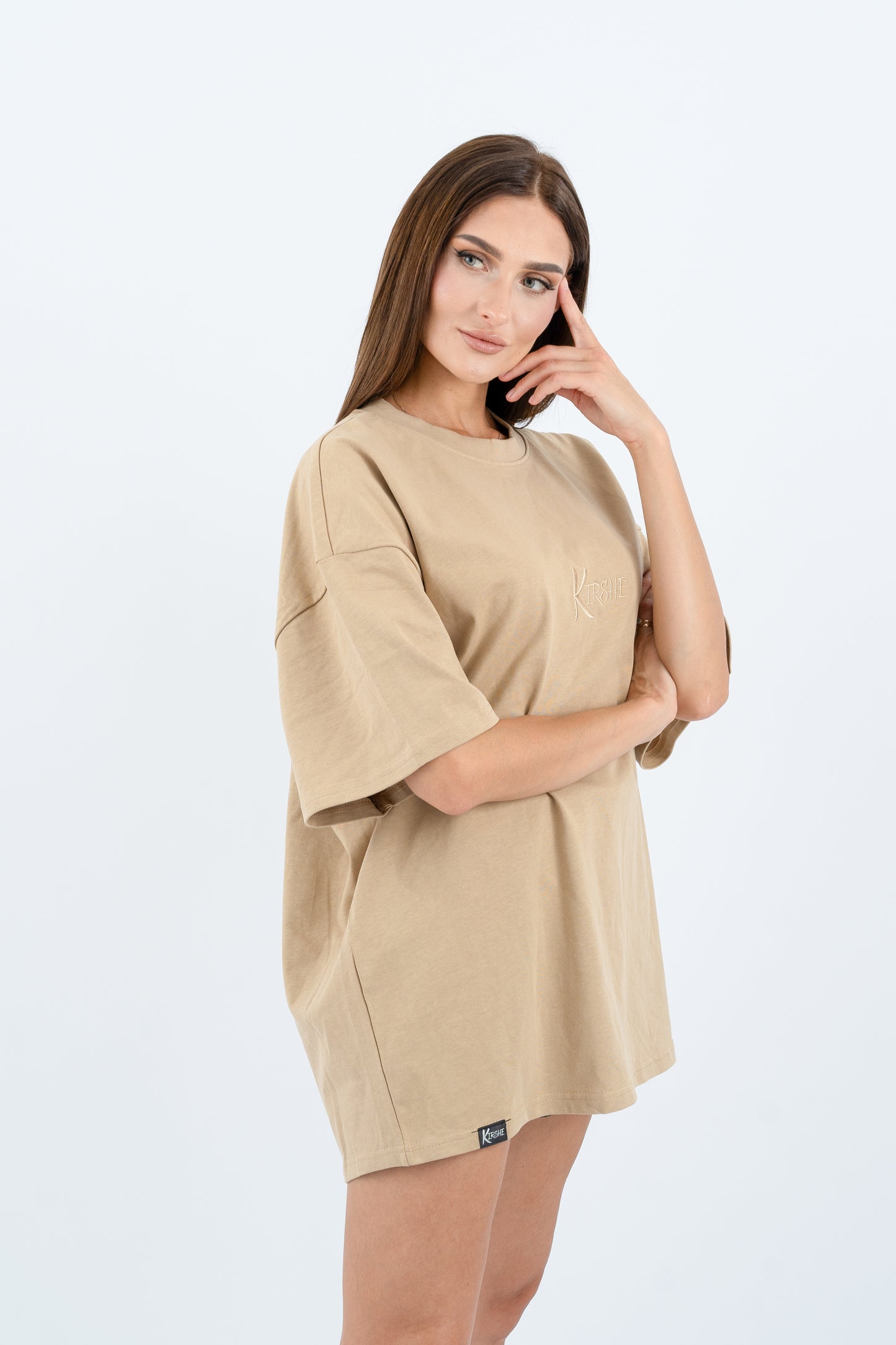 KIRSHE BOXY TEE in sand